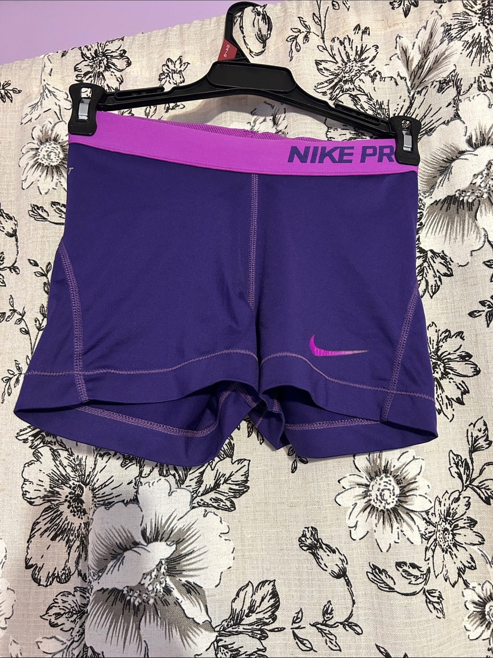 Nike Pro Purple Training Shorts with Pink Accents